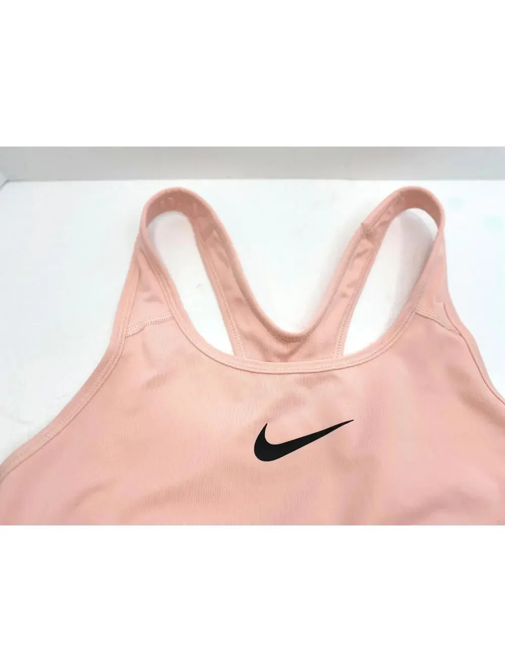 Nike Sports Bra Womens Medium Dri Fit Center Swoosh Racer Back Top Scoop Neck